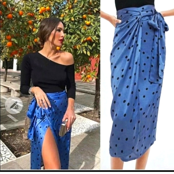 Zara polka dot wrapped skirt with slit - Picture 3 of 3